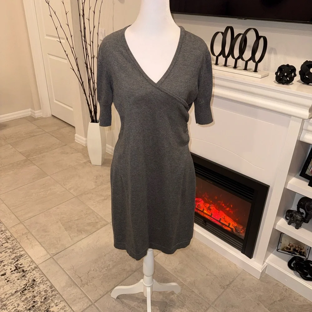 3 x 20$ Apt. 9 Charcoal V-Neck Wrap Midi Dress Size Large - Picture 2 of 10